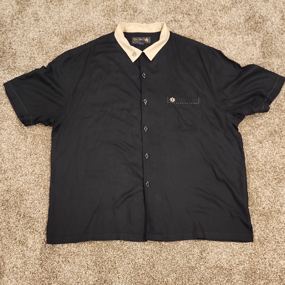 Nat Nast Black Shirt with Cream Collar